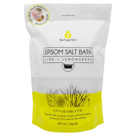 Bathefex Epsom Salt Bath Soak Lime and Lemongrass Invigorate 1.4kg