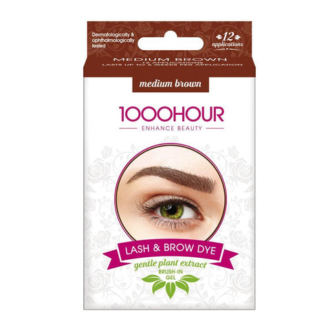 1000 Hour Eyelash and Brow Non Peroxide Dye Kit Natural Medium Brown 1 Pack