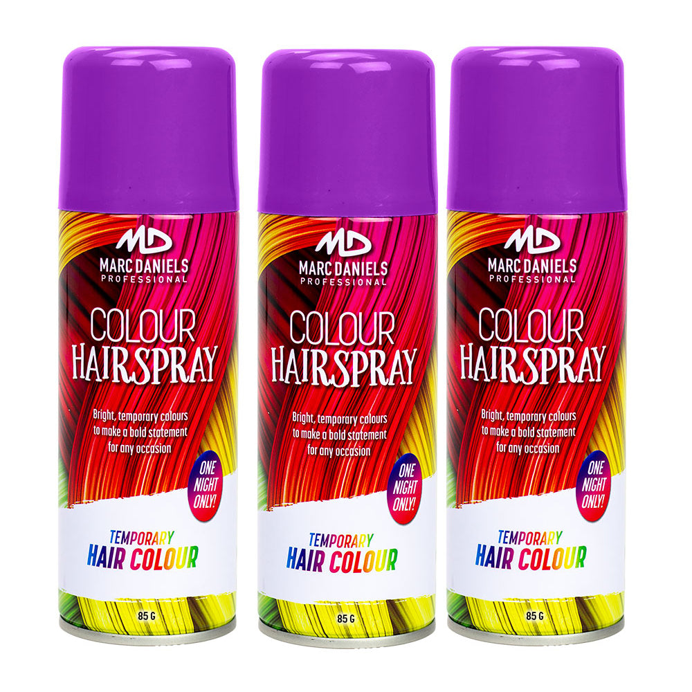 3 x Marc Daniels Hair Colour Spray Purple 85g