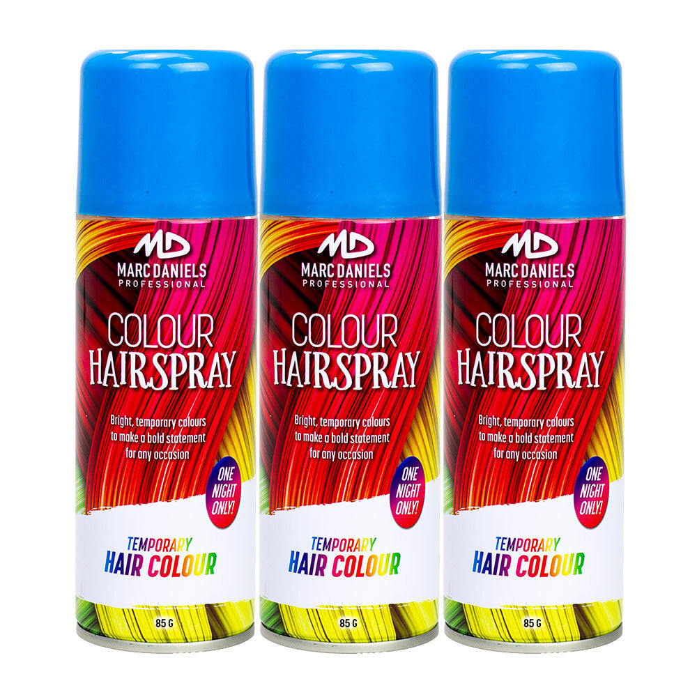 3 x Marc Daniels Hair Colour Spray Blue 85g