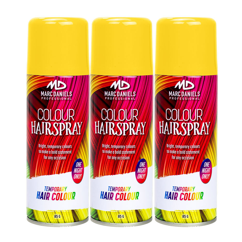 3 x Marc Daniels Hair Colour Spray Yellow 85g