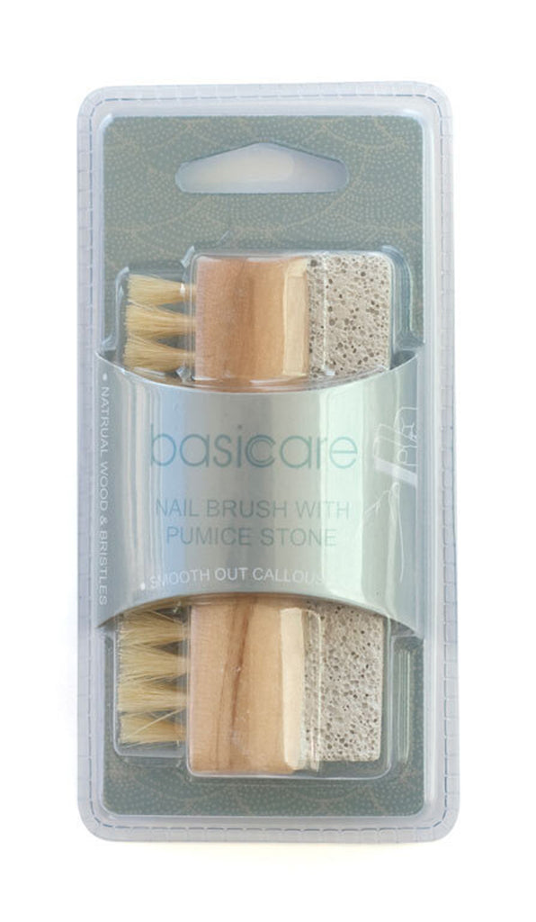 Basicare Nail Brush Natural Bristles with Pumice Stone 9.3cm