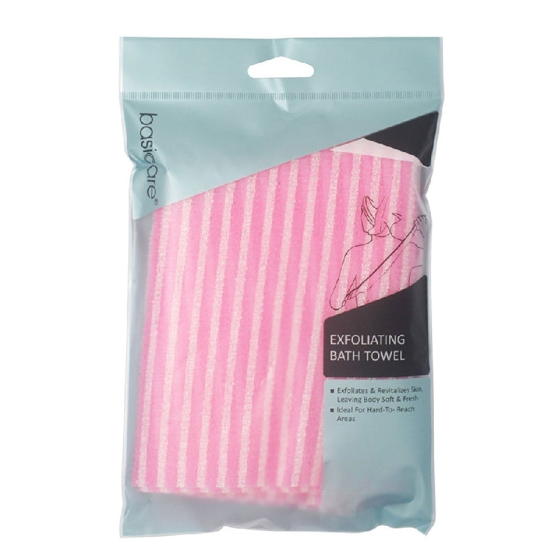 Basicare Exfoliating Bath Towel Pink