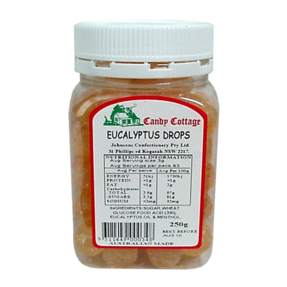 Candy Cottage Eucalyptus Drops 250gm Old Fashioned Lollies Sweets
