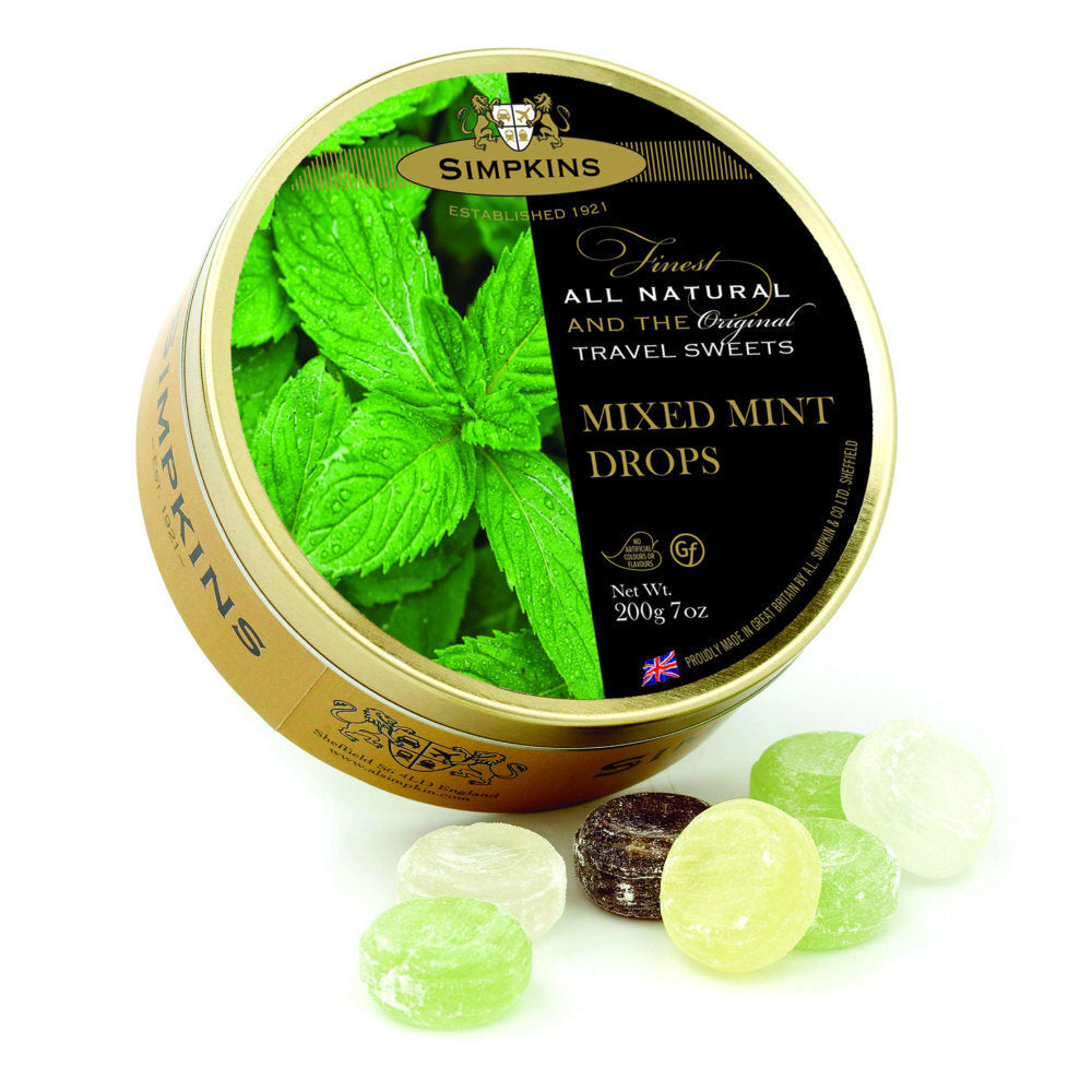 Simpkins Mixed Mint Drops 200g Tin Sweets Candy Lollies