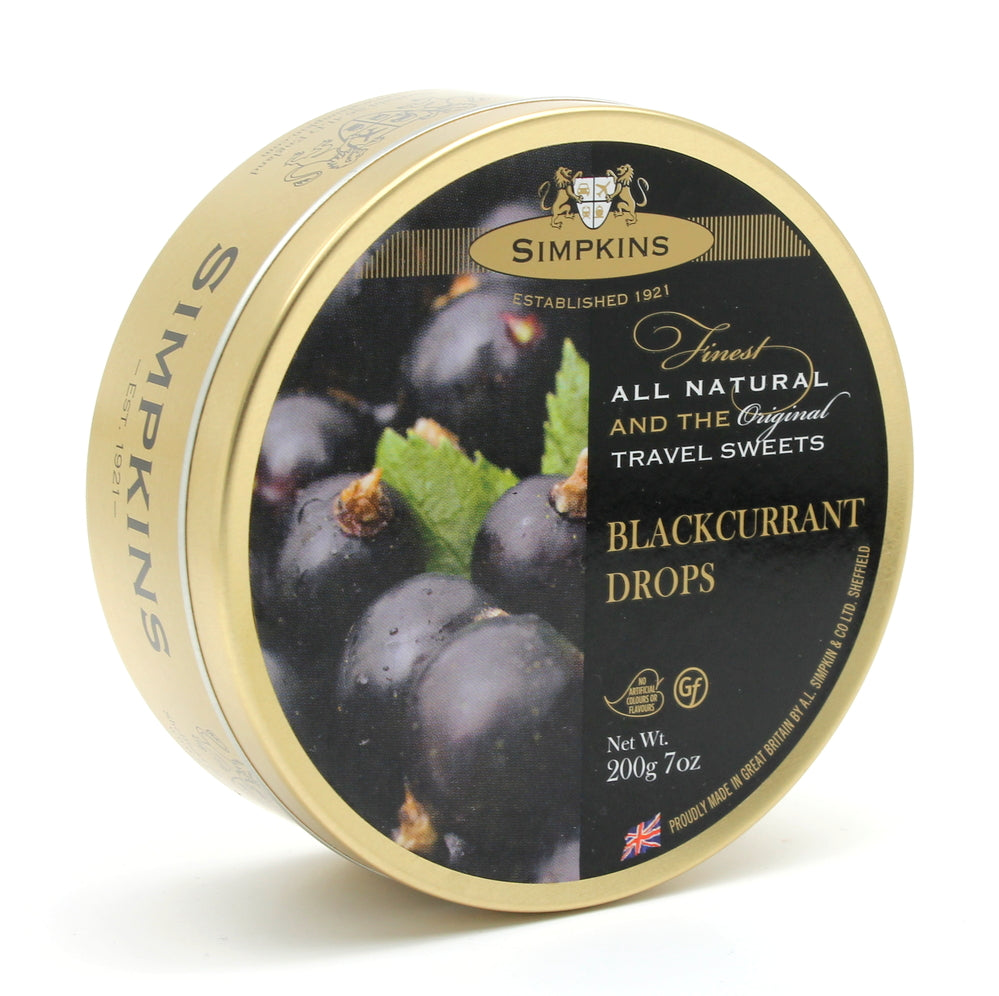 Simpkins Black Currant Drops 200g Tin Sweets Candy Lollies